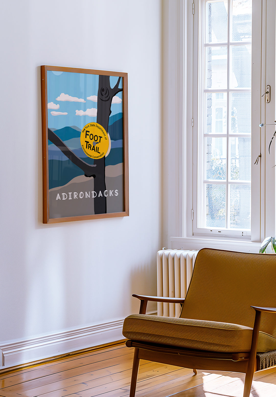 Framed artwork of a tree with a &